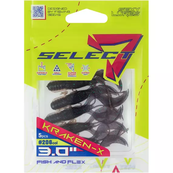 Силікон Select Kraken-X SE 3" #206 (5шт/уп), Довжина силікону: 3" (7.62 см), Колір силікону: 206, фото , изображение 2